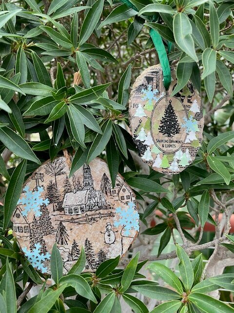 handmade decoupage wood ornaments